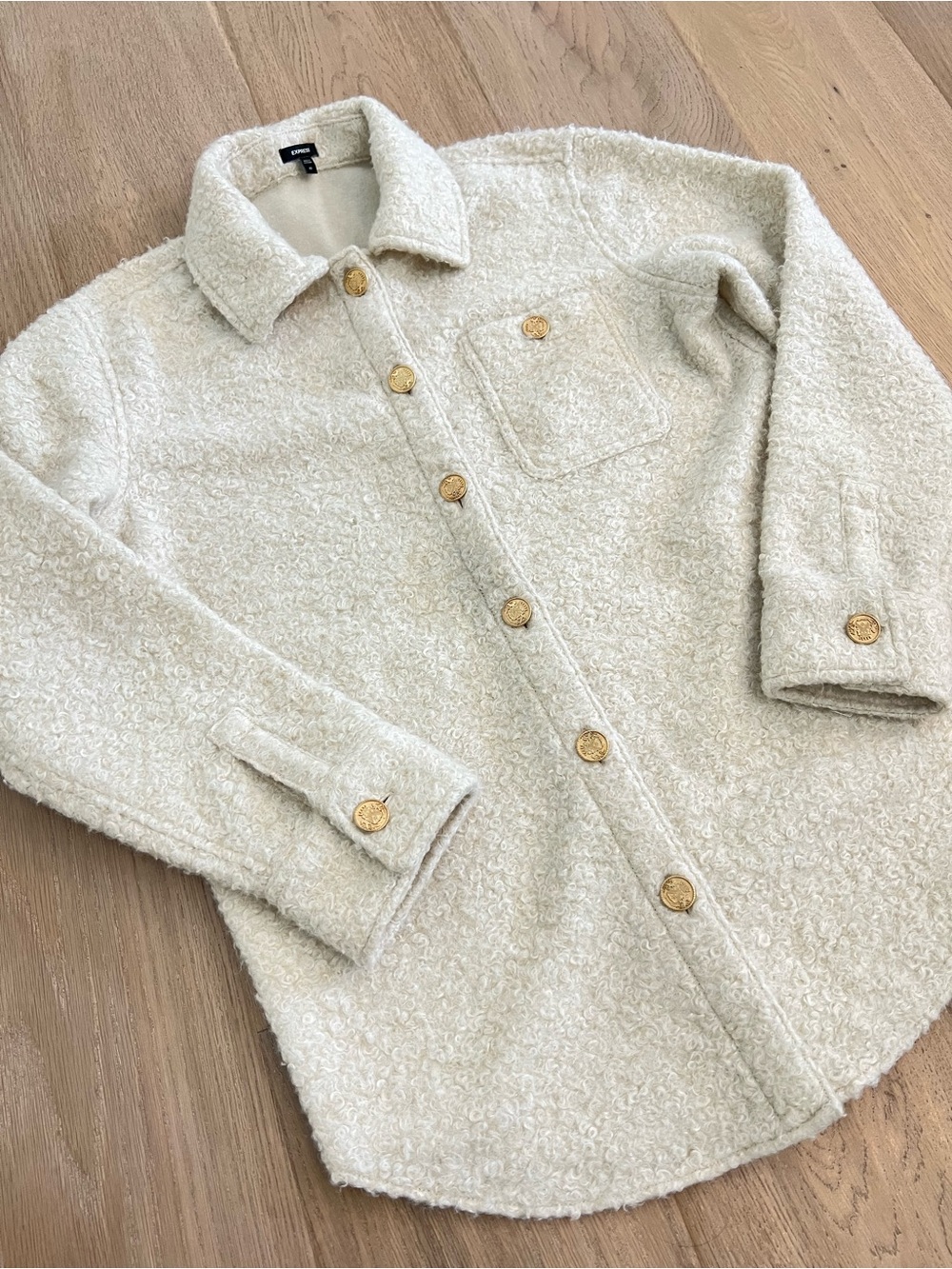 Express Ivory Teddy Novelty bottoms Shacket. XS. Mint Condition.